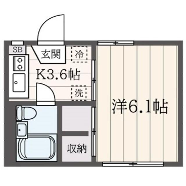 エスペランサ下馬B(1K/1階)の間取り写真