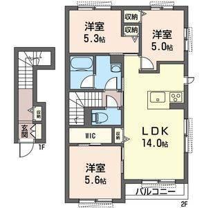 ウィステリア湘南III(3LDK/2階)の間取り写真