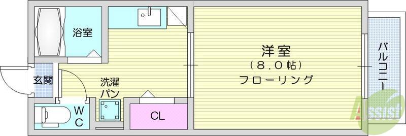 ハイムぱれっと(1K/2階)の間取り写真
