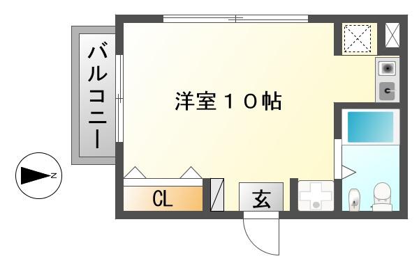 メゾンクボタ(ワンルーム/4階)の間取り写真
