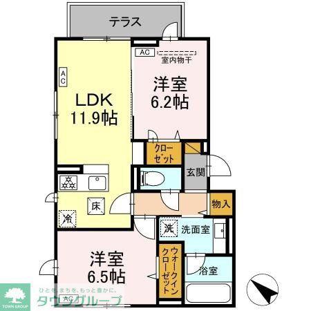レジデンスヒルトップX XI X(2LDK/1階)の間取り写真