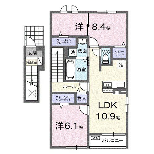 CAMELLIA2(2LDK/2階)の間取り写真