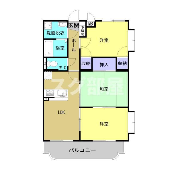 ルミエールかながわ(3LDK/1階)の間取り写真