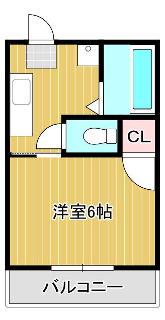玉井ハイツII(1K/2階)の間取り写真