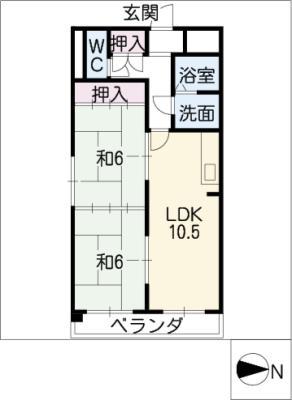 シャトー新宮(2LDK/2階)の間取り写真