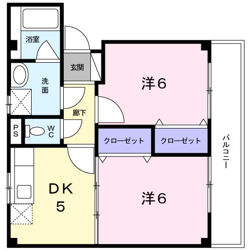 アーカソニー(2DK/2階)の間取り写真