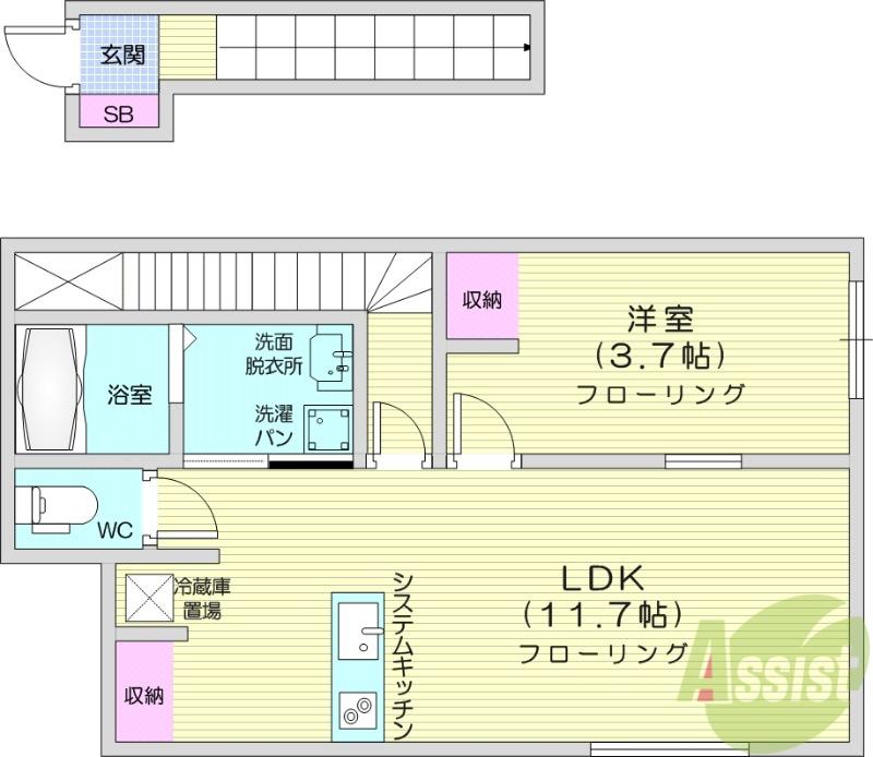 IL MIO CAMPOⅡ(1LDK/1階)の間取り写真