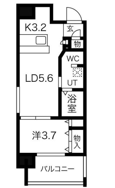 アバンティ南堀江ウエスト(1LDK/6階)の間取り写真