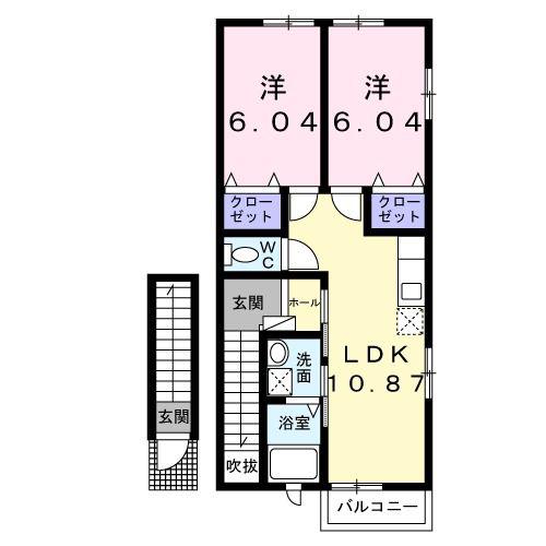 セントラルコーポVI(2LDK/2階)の間取り写真