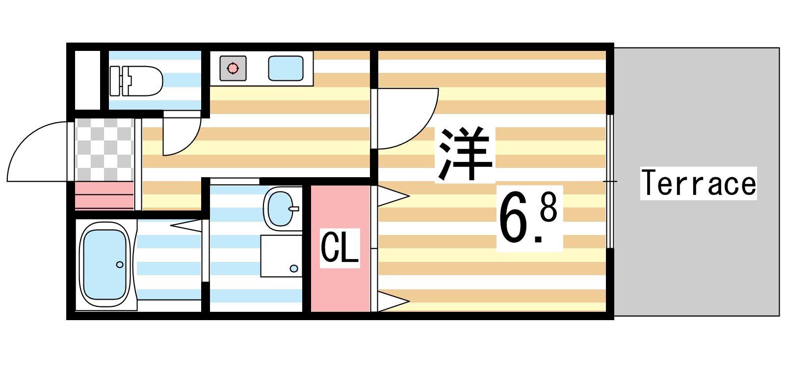 オレンジハイツ(1K/1階)の間取り写真
