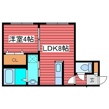 グランセ月寒(1LDK/2階)の間取り写真