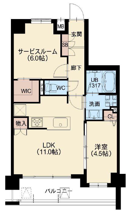 パークキューブ八王子(1SLDK/2階)の間取り写真