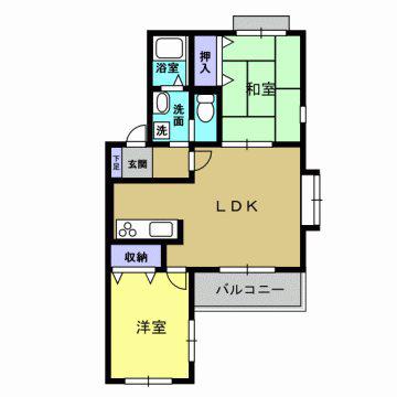 シャトー光の森D棟(2LDK/1階)の間取り写真