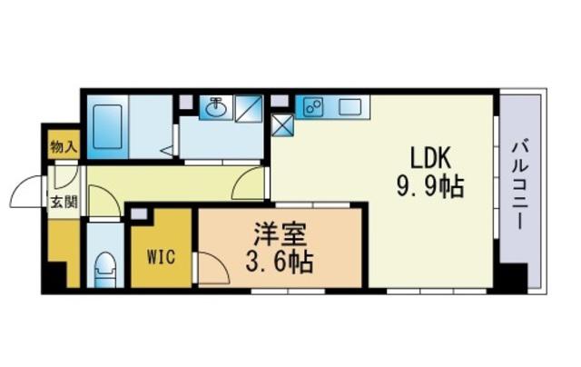 ADEN箱崎駅前(1LDK/6階)の間取り写真