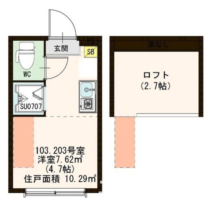 ハーモニーテラス千住仲町(ワンルーム/1階)の間取り写真