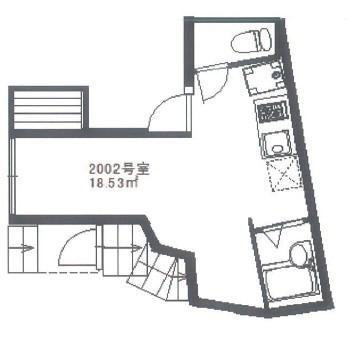 ガーデン笹塚(ワンルーム/2階)の間取り写真