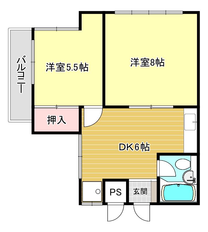メゾン箕面(2DK/2階)の間取り写真