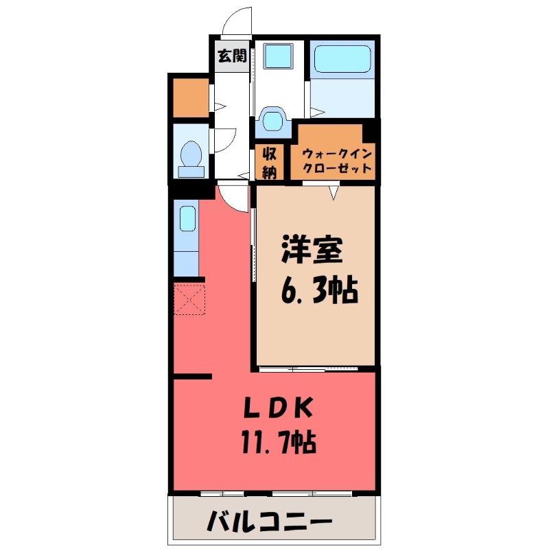 ヒカルサ熊谷久下ウエスト(1LDK/2階)の間取り写真