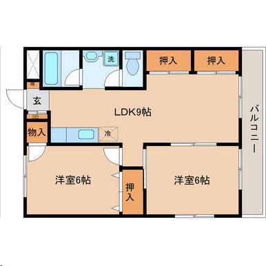 K.Lマンション(2LDK/1階)の間取り写真