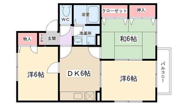 フィレンツェKM PARTI(3DK/1階)の間取り写真