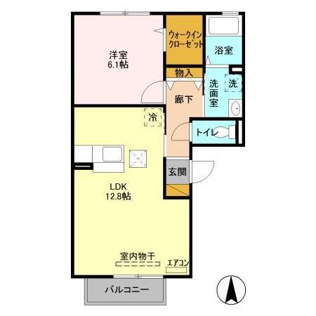 ルピナスコートC棟(1LDK/1階)の間取り写真