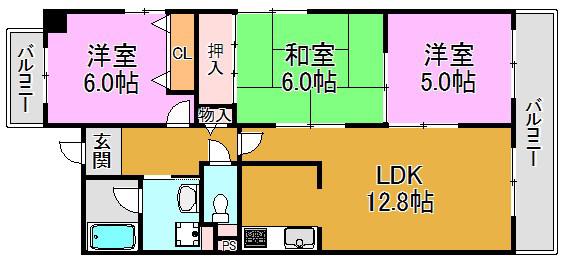 ポイントモーア(3LDK/1階)の間取り写真