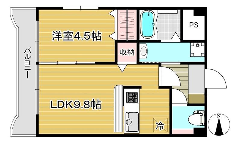 サンプラザ志波町(1LDK/2階)の間取り写真