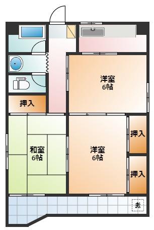 向陽ビル(3K/3階)の間取り写真