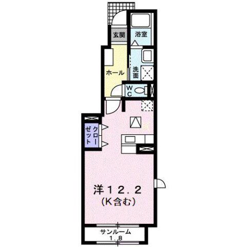 ドンペリニョン(ワンルーム/1階)の間取り写真