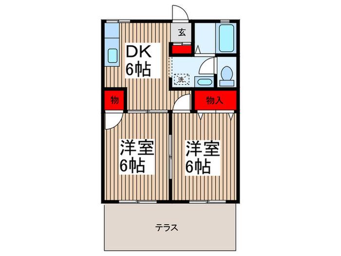 メゾンキザワ(2DK/1階)の間取り写真