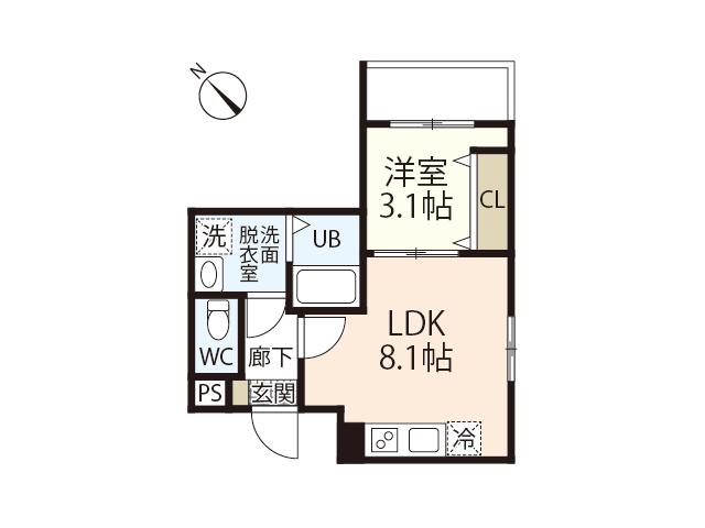 MOVE西原ウエスト(1LDK/1階)の間取り写真