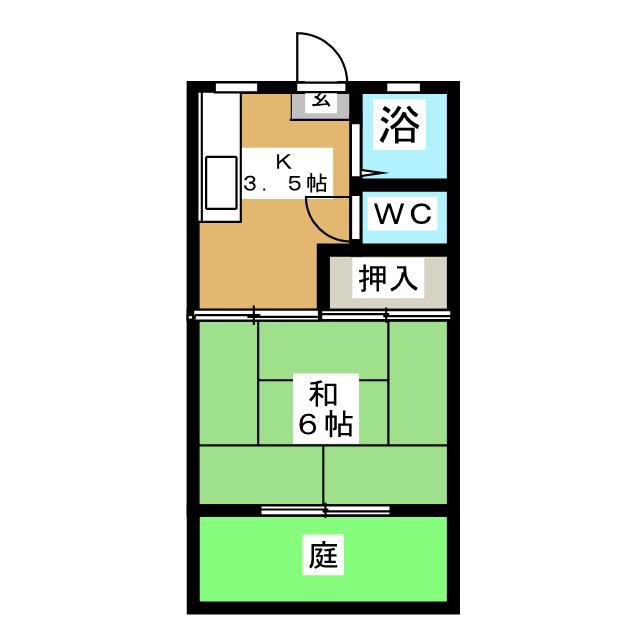 コーポウエストタウンA(1K/1階)の間取り写真