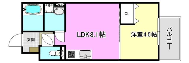 フォレ下穂積(1LDK/2階)の間取り写真