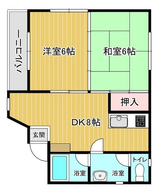 久里浜ライズ(2DK/2階)の間取り写真