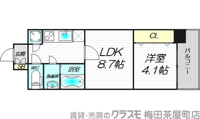 SERENITE本町エコート(1LDK/14階)の間取り写真