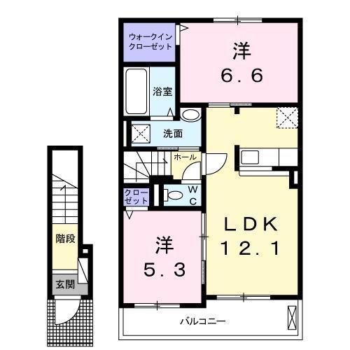 メゾンフルールII(2LDK/2階)の間取り写真
