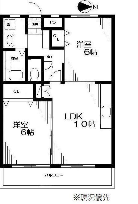 リヴィエール・ボーII(2LDK/3階)の間取り写真