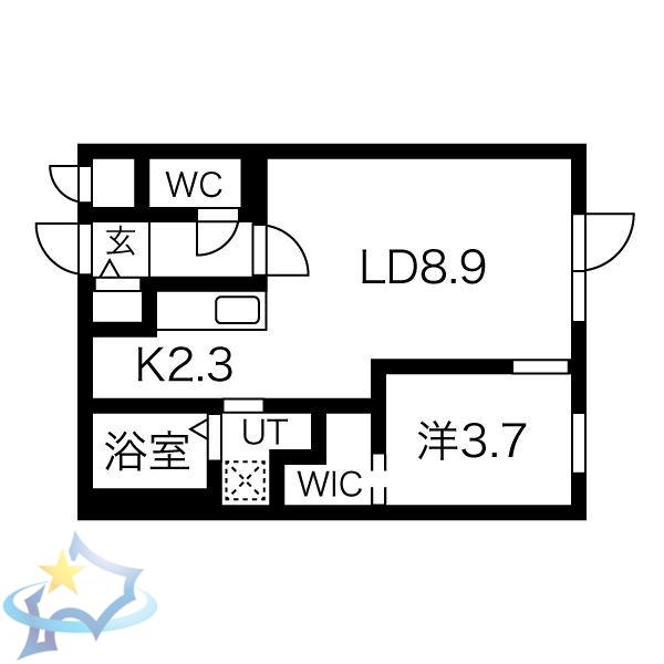 北斗エンブレム札幌(1LDK/3階)の間取り写真