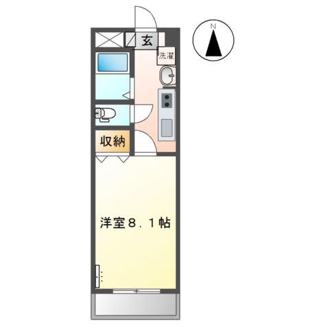 名鉄名古屋本線 石刀駅 徒歩19分 2階建 築25年(1K/1階)の間取り写真