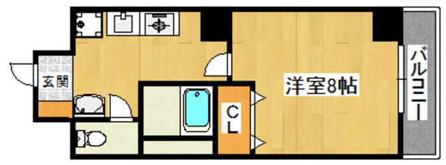 ヴェリッシモ芥川(1K/2階)の間取り写真