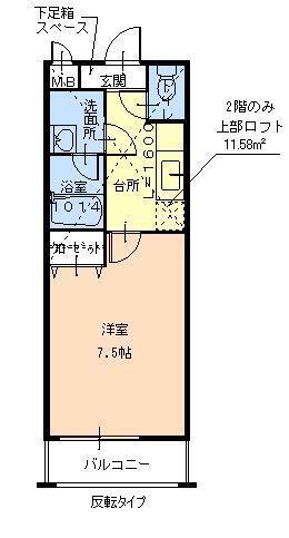 フジパレス丸高(1K/2階)の間取り写真