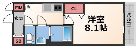 CASA今里(1K/5階)の間取り写真
