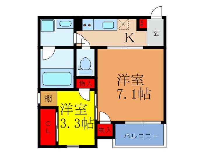 STEADY下新庄(2K/1階)の間取り写真
