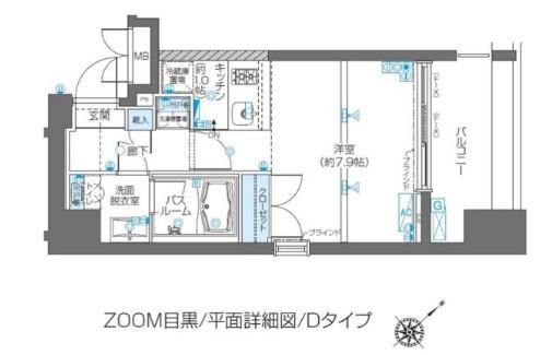 ZOOM目黒(ワンルーム/7階)の間取り写真