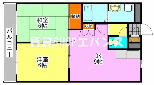 アスパシア三山(2DK/1階)の間取り写真