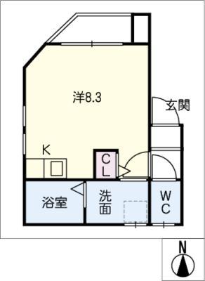 MELDIA大須(ワンルーム/1階)の間取り写真