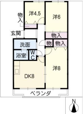 フィオーレ マキ(3DK/1階)の間取り写真