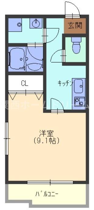 クローバーハイツ(1K/3階)の間取り写真