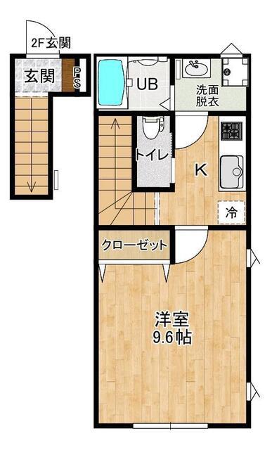 RAINBOW MIRAI A棟(1K/2階)の間取り写真