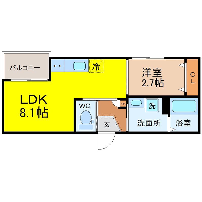 REGALEST志賀本通5(1LDK/3階)の間取り写真